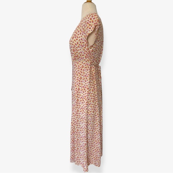 Reformation Floral Midi Dress in Cream and Pink - Picture 4 of 10